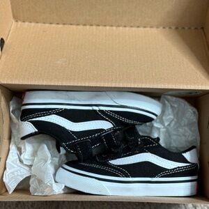Vans Kids Black and White Velcro Sneakers